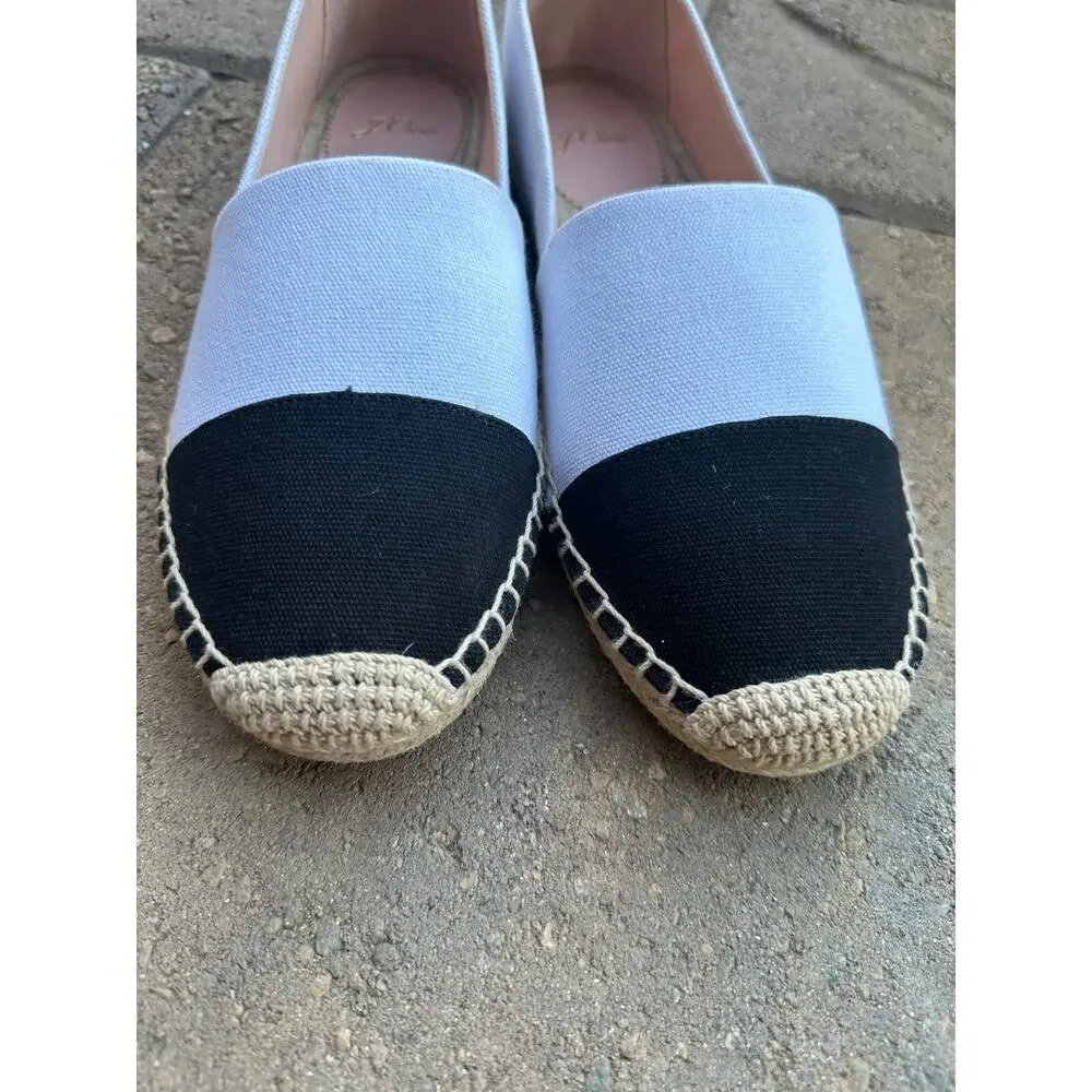 J. Crew Black and White Espadrille Shoes size 10